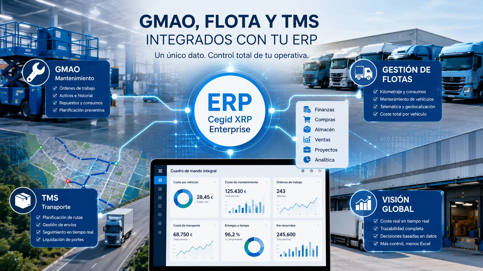 Integración de GMAO, gestión de flotas y TMS con Cegid XRP Enterprise