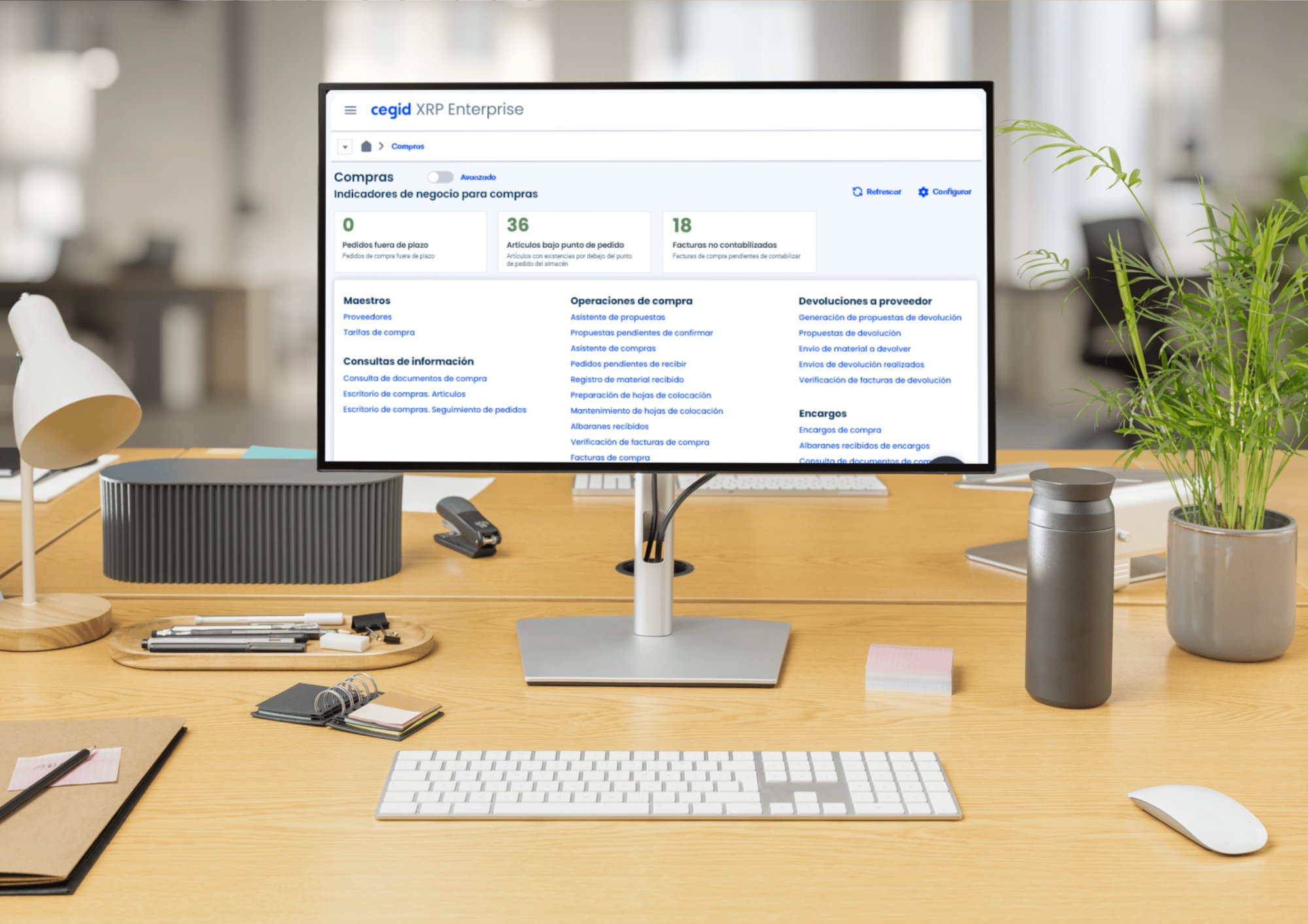 Pantalla del módulo de Compras de Cegid XRP Enterprise